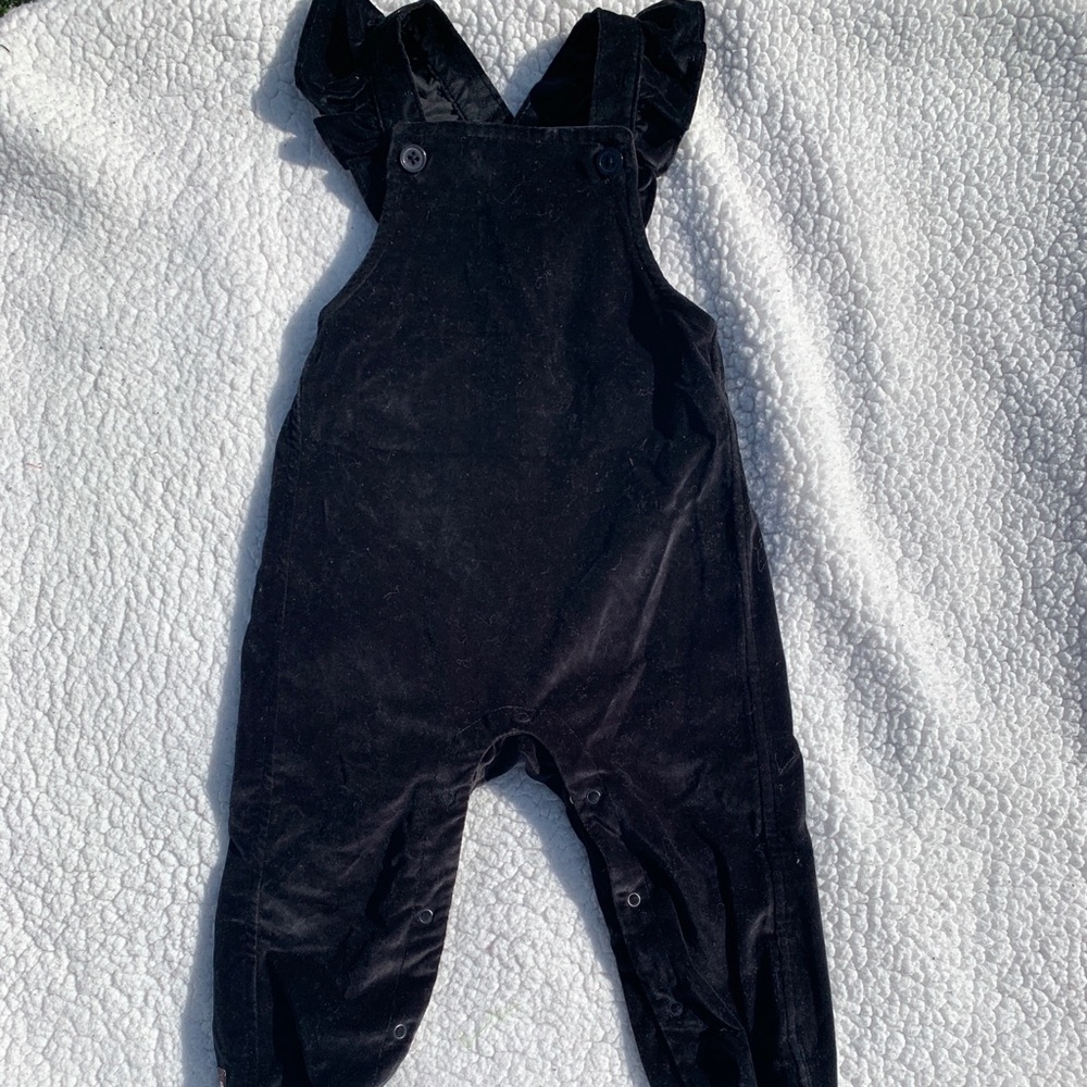 Tea Collection Velvet Ruffle Overalls